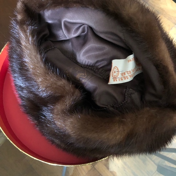 NEW real fur brown monk hat, size 5.8 main image 5